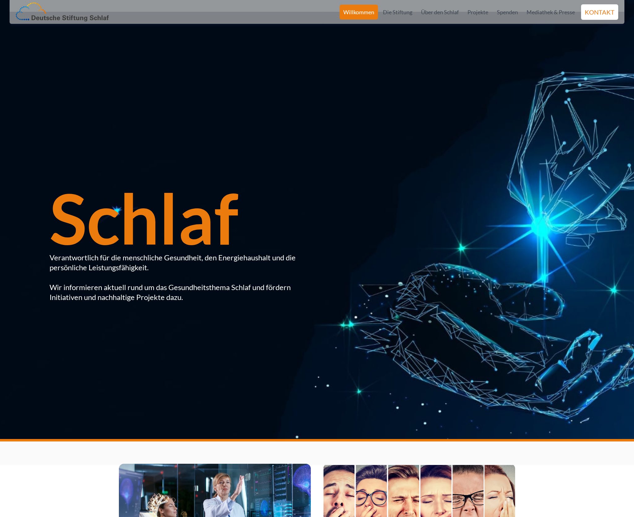 Startseite der Webseite der Deutschen Stiftung Schlaf, umgesetzt von Jan Füllemann.